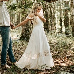 Cold Shoulder Maxi Dress with Lace Detail